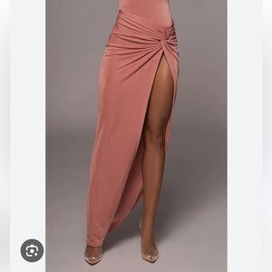 NEW JLUXLabel Kimora Slinky Maxi Skirt with high slit in Mauve - size XXL